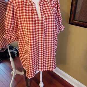 Red and White Checkered Blouse